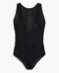 Ganni Twisted corded-lace bodysuit - Black Black