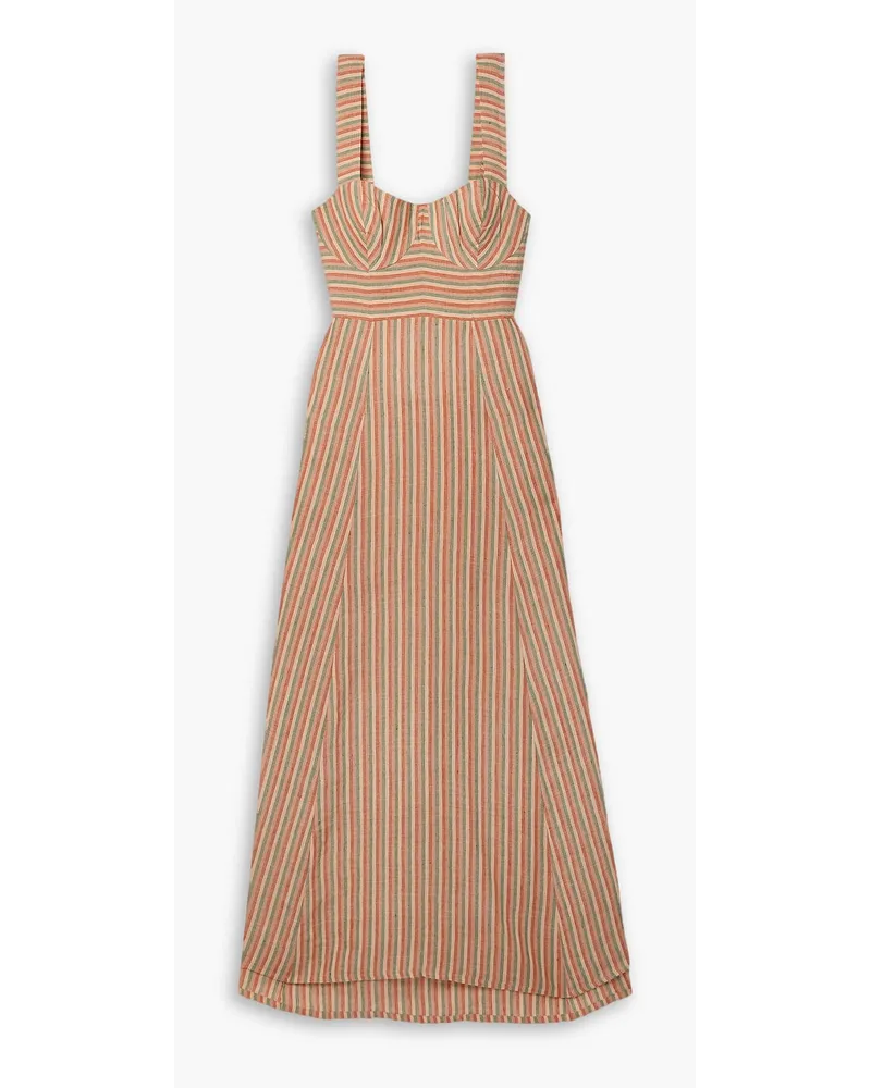 Emporio Sirenuse Azzurra cutout striped linen maxi dress - Pink Pink