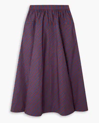 Tory Burch Striped cotton-poplin midi skirt - Red Red