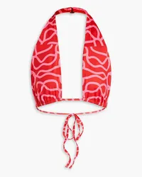 AGUA BENDITA Candela printed halterneck bikini top - Red Red