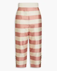 Zimmermann Cropped striped silk-satin straight-leg pants - Pink Pink