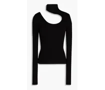 Cutout ribbed turtleneck sweater - Black