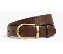 Horseshoe pebbled-leather belt - Brown