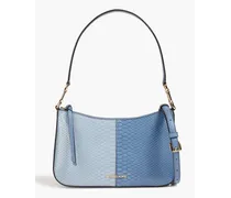 Two-tone faux snake-effect leather shoulder bag - Blue