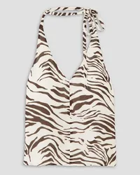 Reformation Vida zebra-print georgette halterneck top - White White