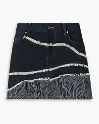 AHLUWALIA Frayed paneled denim mini skirt - Blue Blue