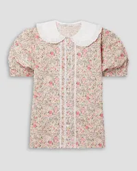 BATSHEVA Laura Ashley Sioned embroidered floral-print cotton-poplin blouse - White White