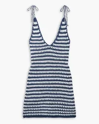 Miguelina Lenka striped crocheted cotton mini dress - Blue Blue