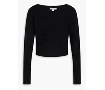 Wrap-effect wool-blend sweater - Black