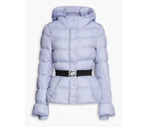 Quilted belted shell hooded jacket - Blue