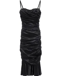 Dolce & Gabbana Ruched stretch-silk satin midi dress - Black Black