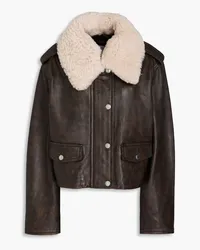 STAND Shearling-trimmed leather jacket - Brown Brown