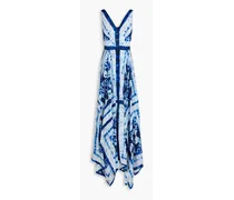 Tie-dyed silk-chiffon maxi dress - Blue