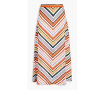Striped crochet-knit maxi skirt - Orange
