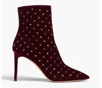 Rockstud quilted velvet ankle boots - Purple