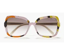 Square-frame acetate sunglasses - Pink