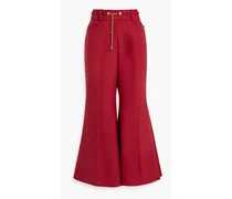 Cropped wool-blend flared pants - Red