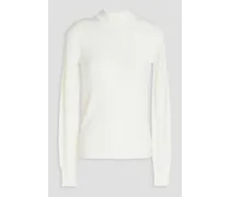 Pointelle-knit turtleneck sweater - White