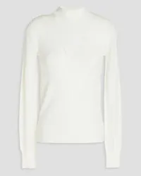 Veronica Beard Pointelle-knit turtleneck sweater - White White