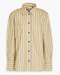 Ganni Striped cotton-poplin shirt - Yellow Yellow