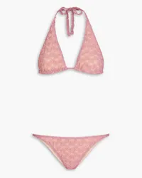 Missoni Mare metallic knitted halterneck triangle bikini - Pink Pink