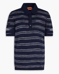 Missoni Striped crochet-knit cotton-blend polo shirt - Blue Blue