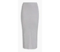 Anniken metallic ribbed-knit midi pencil skirt - Metallic