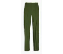 Linen-blend straight-leg pants - Green