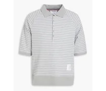Striped cotton-jersey polo shirt - Gray