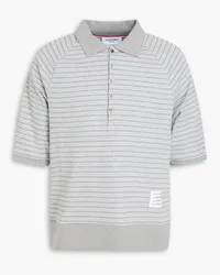 Thom Browne Striped cotton-jersey polo shirt - Gray Gray