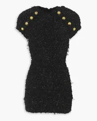 Balmain Button-embellished metallic bouclé-tweed mini dress - Black Black