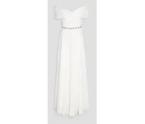 Crystal-embellished chiffon bridal gown - White