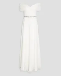 Jenny Packham Crystal-embellished chiffon bridal gown - White White