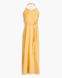 Giuliva Heritage Collection Belted wool-crepe halterneck maxi dress - Yellow Yellow