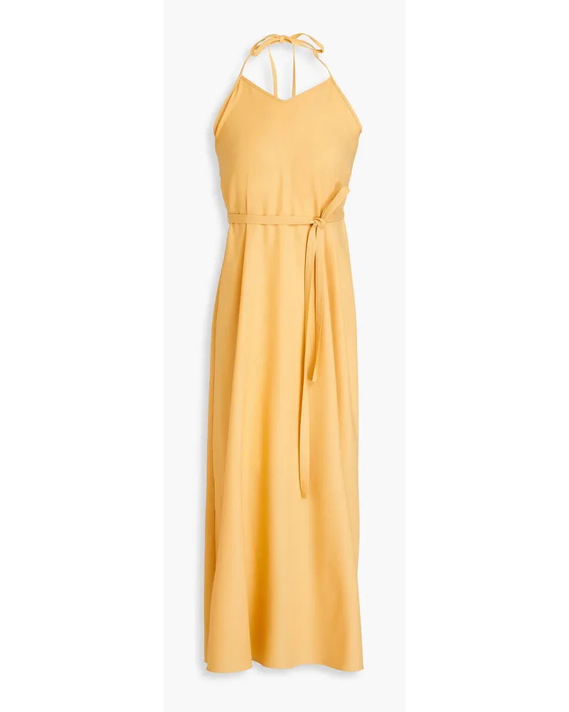 Giuliva Heritage Collection Belted wool-crepe halterneck maxi dress - Yellow Yellow