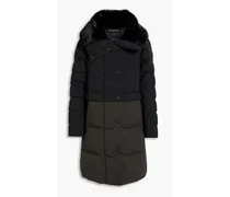 Marilou faux fur-trimmed quilted shell coat - Black
