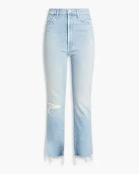 Mother Tripper distressed high-rise flared jeans - Blue Blue