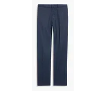 Linen-blend twill pants - Blue