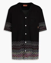 Missoni Appliquéd crochet-knit cotton shirt - Black Black