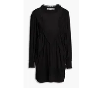 Charsti guipure lace-paneled crepe mini dress - Black