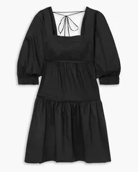 THREE GRACES Bahni tiered cotton-poplin mini dress - Black Black