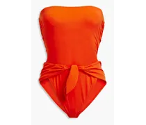 Tie-front cutout bandeau swimsuit - Orange
