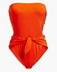 Zimmermann Tie-front cutout bandeau swimsuit - Orange Orange