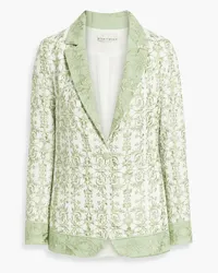 Alice + Olivia Alice Olivia - Macey embroidered cotton and linen-blend blazer - Green Green