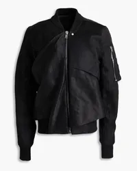 Rick Owens Draped textured-cotton bomber jacket - Black Black