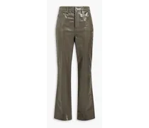 Lynn leather straight-leg pants - Neutral