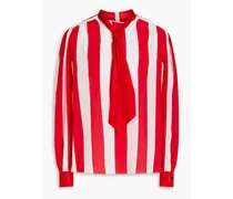 Striped silk crepe de chine blouse - Red