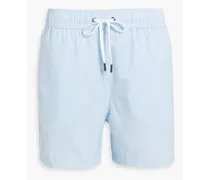 Charles short-length striped seersucker swim shorts - Blue
