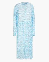 Samsøe & Samsøe Shirred printed georgette midi dress - Blue Blue