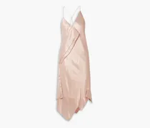 Jimboy asymmetric draped silk-blend lamé midi dress - Pink